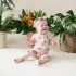 Printed Zippered Footie - Peach