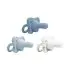 HappyPaci One-Piece Silicone Pacifier 3 Pack - Lt. Blue/Blue/White