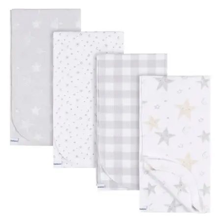 Gerber 4-Pack Flannel Receiving Blanket - Celestial GCW51037	13618469275 Tjskids.com