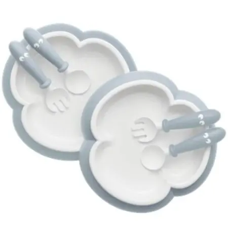Baby Plate Spoon Fork Set - Powder Blue