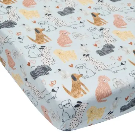 Loulou Lollipop Fitted Crib Sheet Honey Puppies