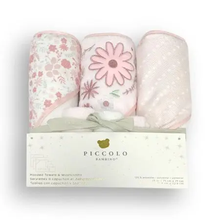 Piccolo Bambino 6 Pack Towel & Washcloth Set Pink