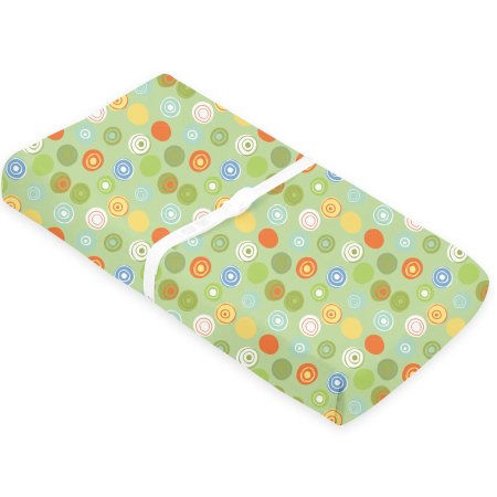 Kushies	Flannel Change Pad - Green Crazy Circles P210-C23	64408605113 Tjskids.com