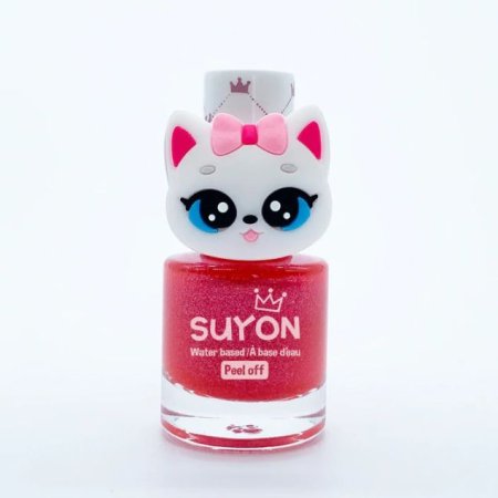 Peel Off Nail Polish Shimmer Pink with Kitty Ring