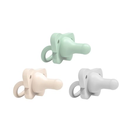 HappyPaci One-Piece Silicone Pacifier 3 Pack - Gray/Green/Ecru