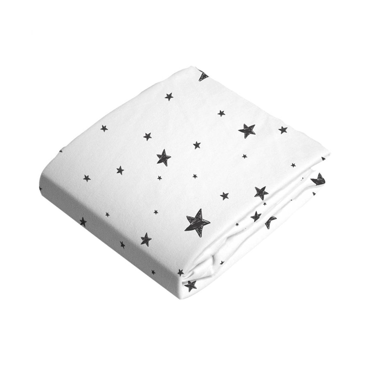 Flannel Pack N Play Sheet - Scribble Stars Black & White