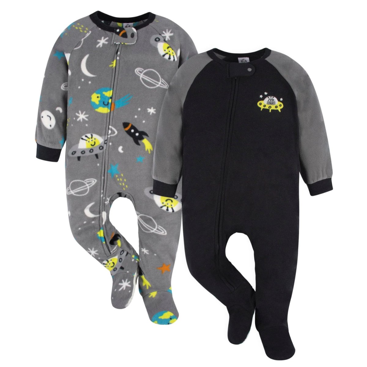 2-Pack Footed Blanket Fleece Sleepers - Space