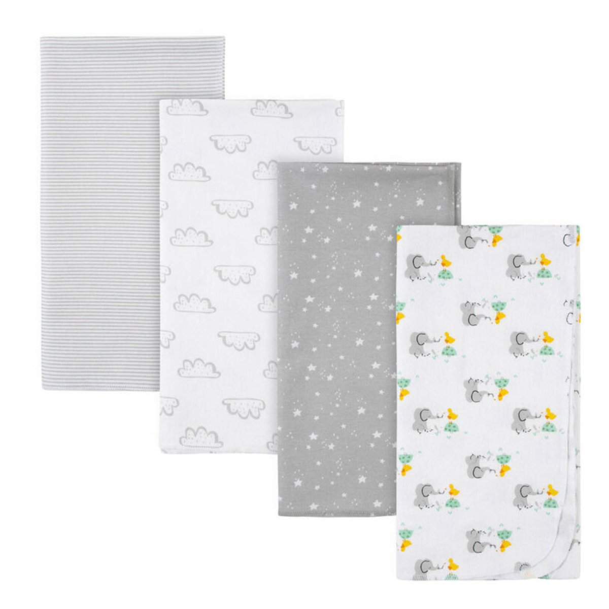 4-Pack Baby Baby Animals Flannel Receiving Blankets