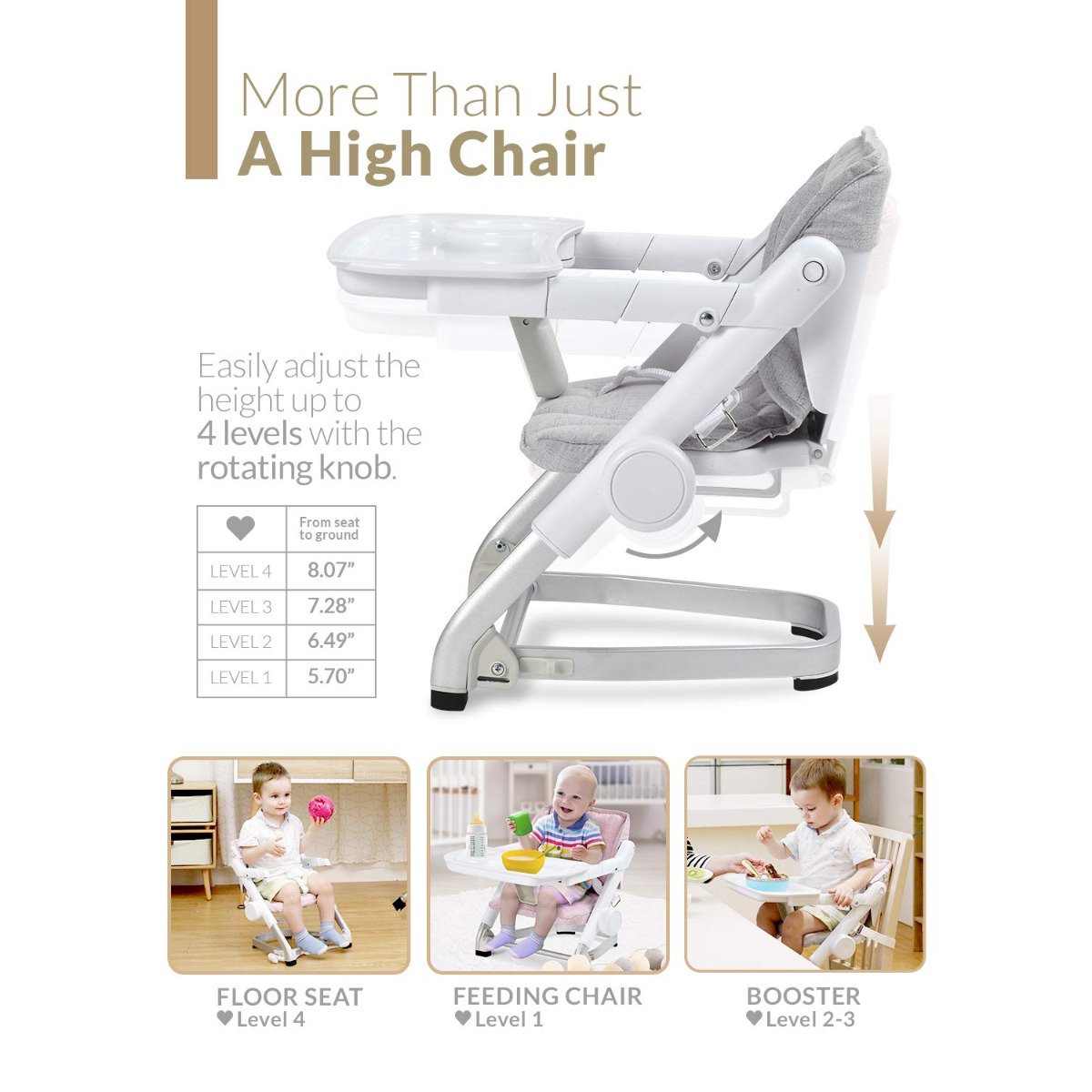 Booster White with Seat Pad - Shadow Grey