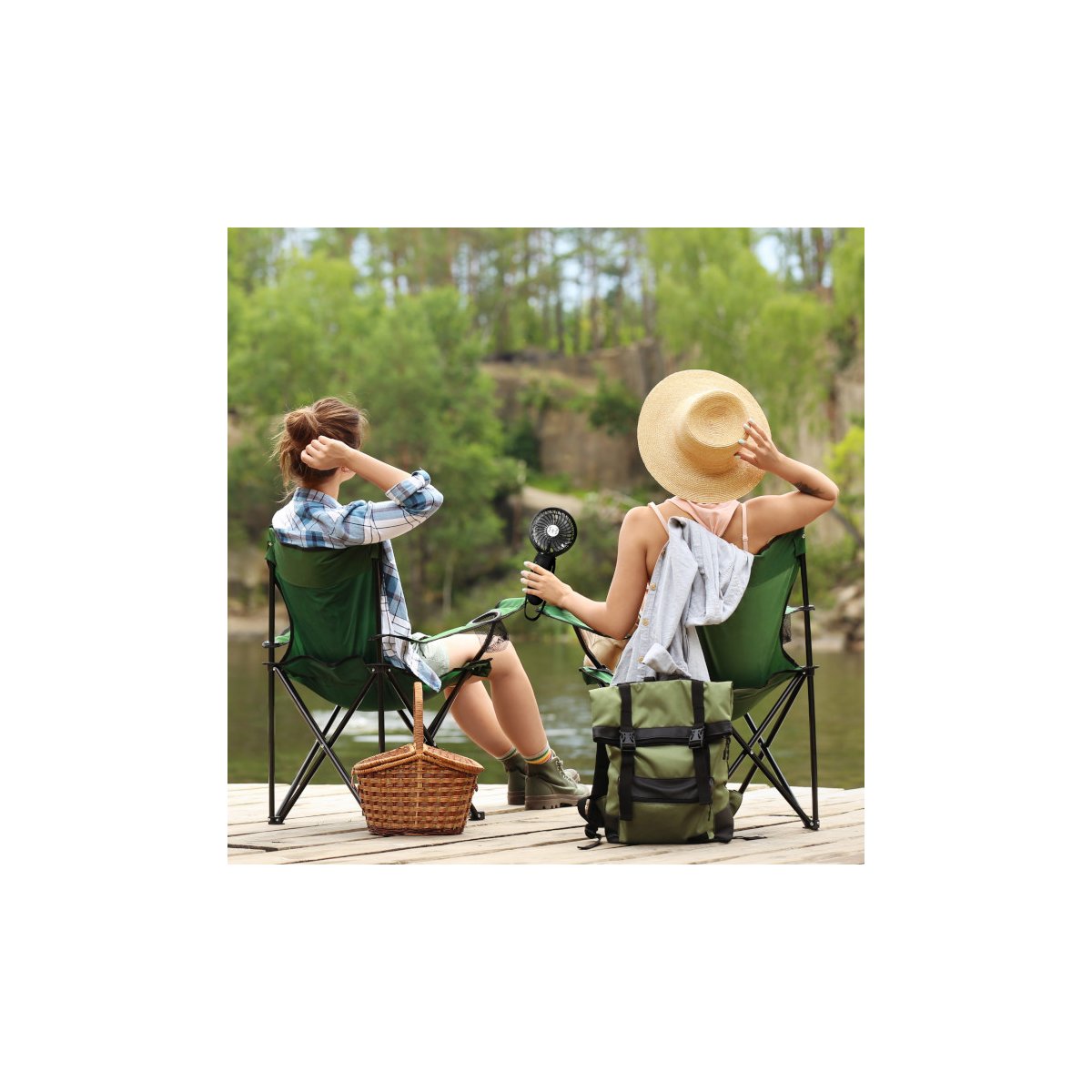 3 Speed Rechargeable Buggy Turbo Fan - White/Rose Gold