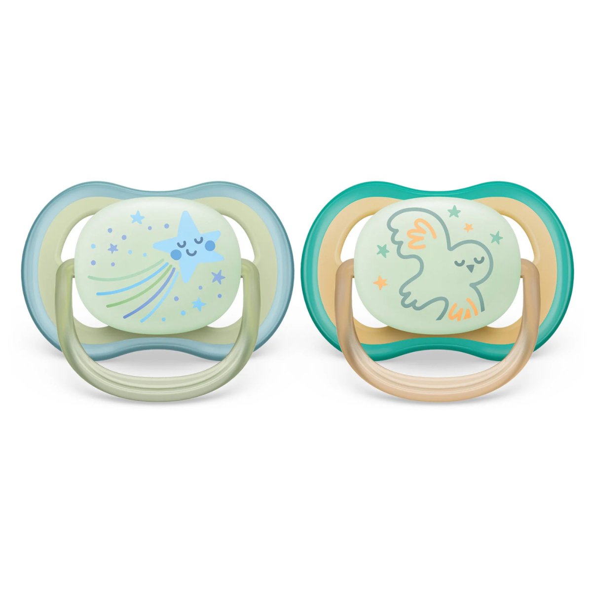 Ultra Air Pacifier Night 2 Pack - 0-6M - Star/Owl