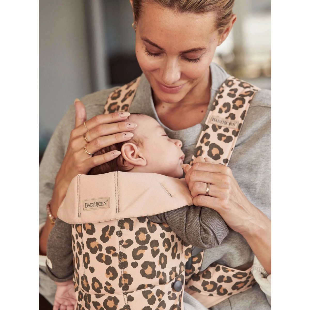 Baby Carrier Mini - Cotton, Beige Leopard