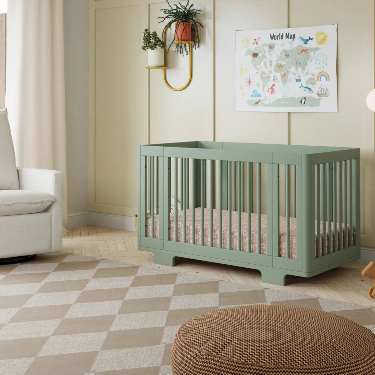 Yuzu 8 in 1 Convertible Crib with All Stages Conversion Kit - Light Sage