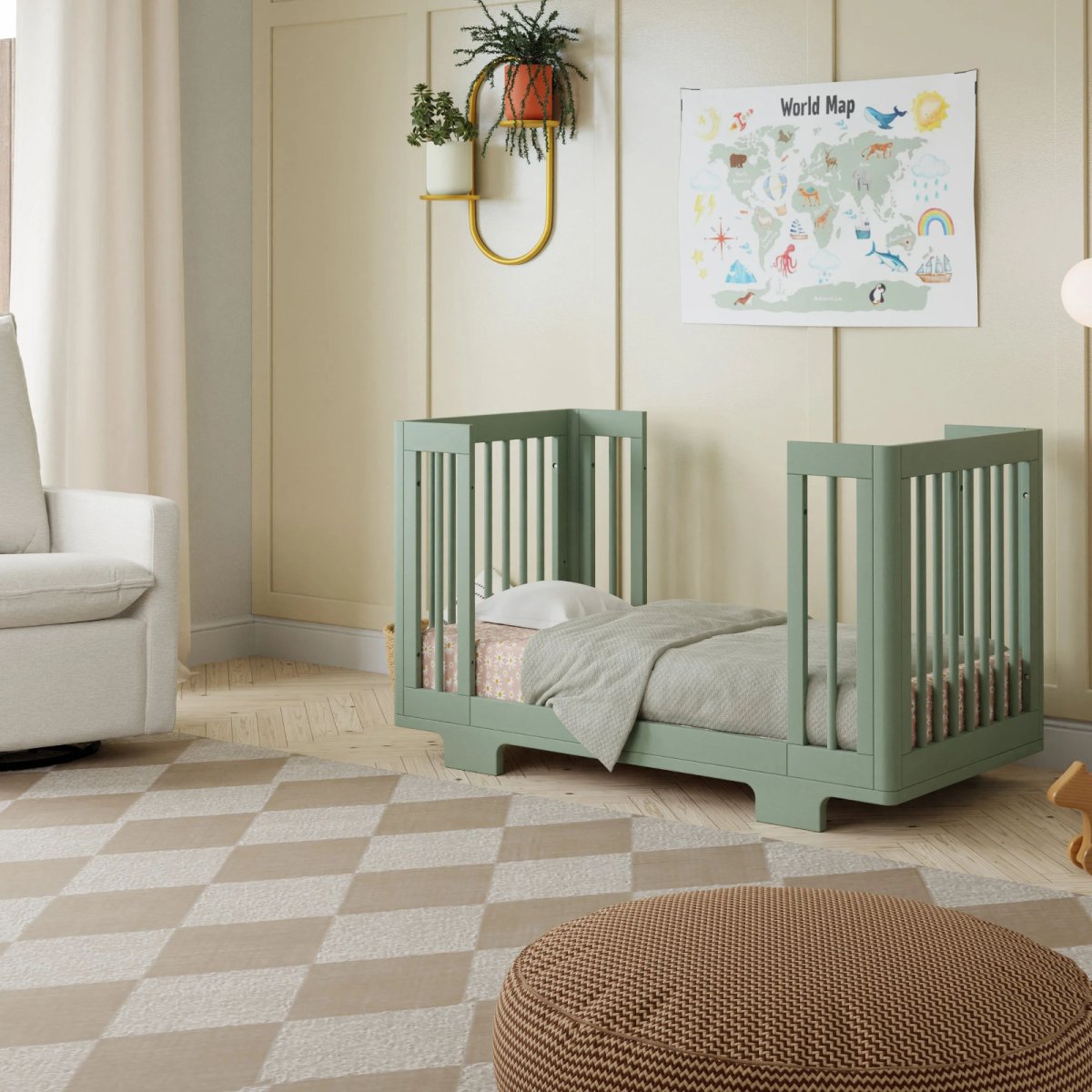 Yuzu 8 in 1 Convertible Crib with All Stages Conversion Kit - Light Sage