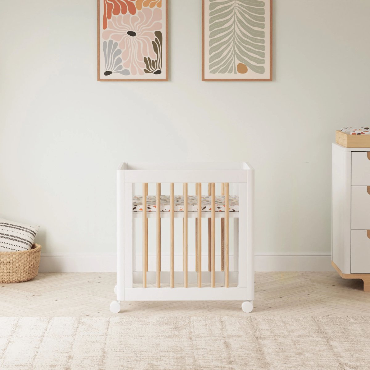 Yuzu 8 in 1 Convertible Crib with All Stages Conversion Kit - White/Natural