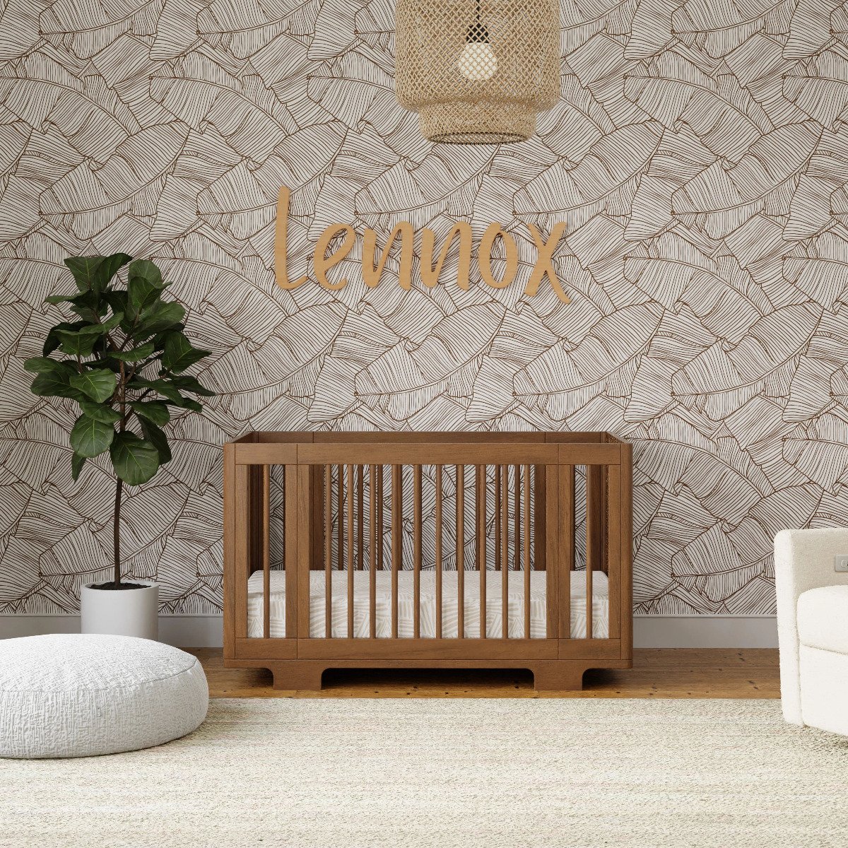 Yuzu 8-In-1 Convertible Crib with Toddler Conversion Kit - Natural Walnut