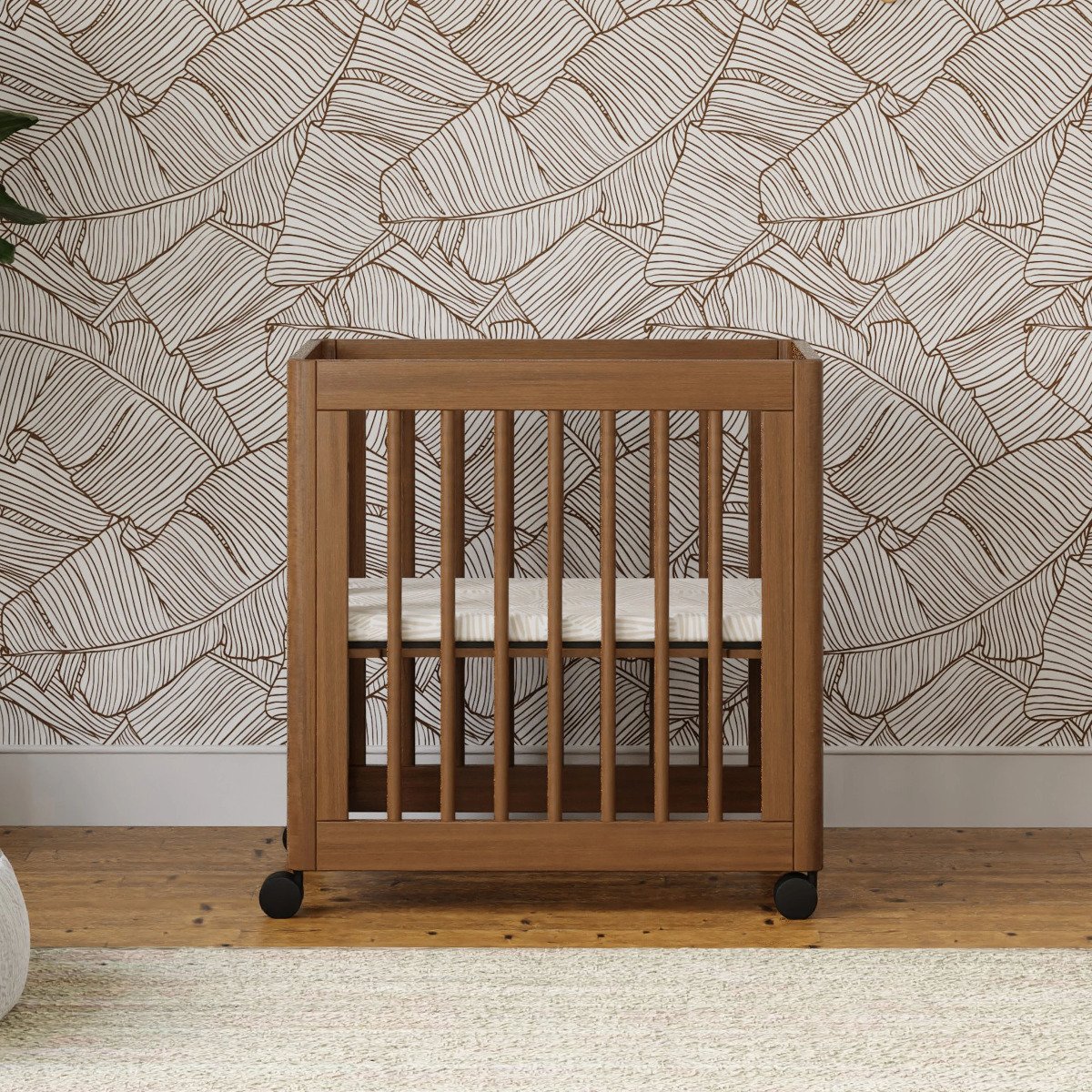 Yuzu 8-In-1 Convertible Crib with Toddler Conversion Kit - Natural Walnut