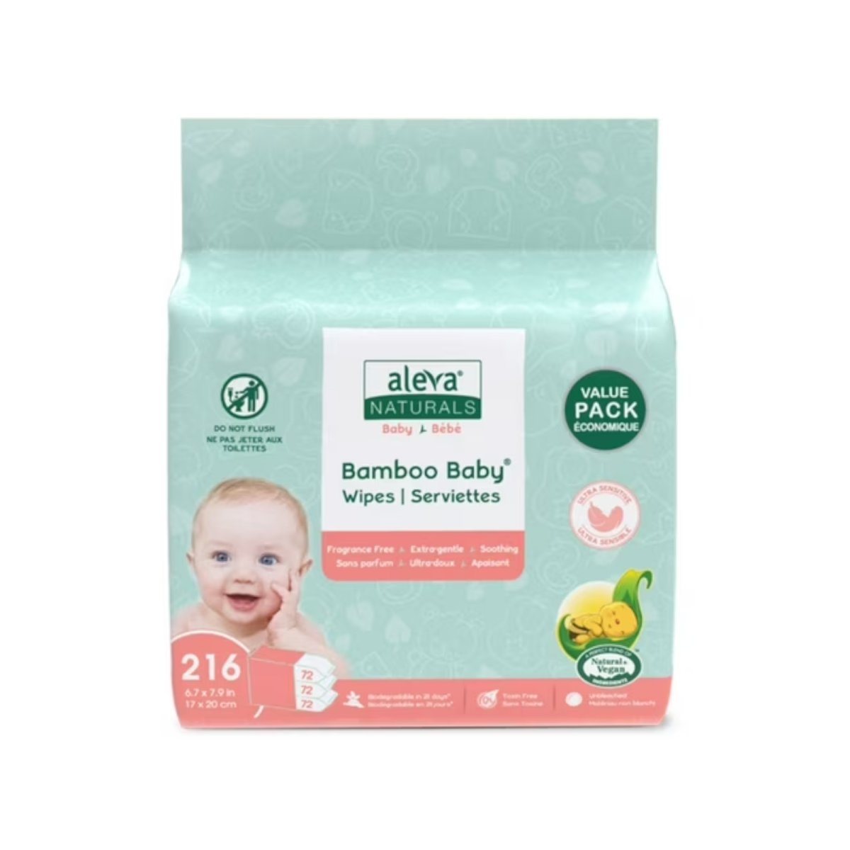 Bamboo Baby Sensitive Wipes Club Pack 216ct