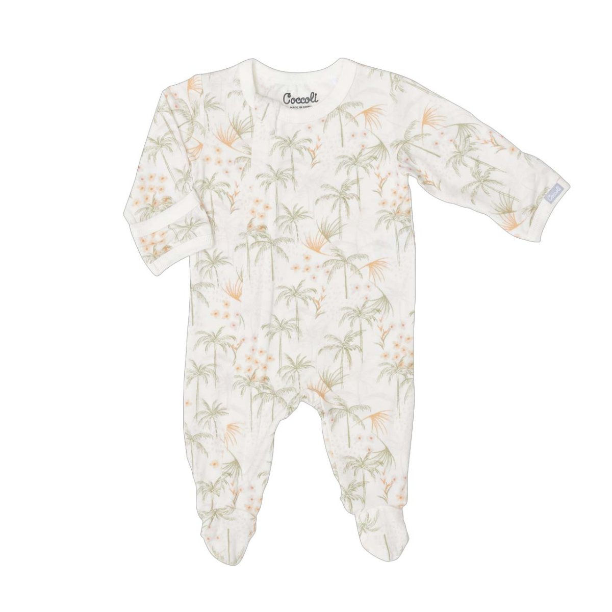 Modal Zipper Footie - Tropical On Cream