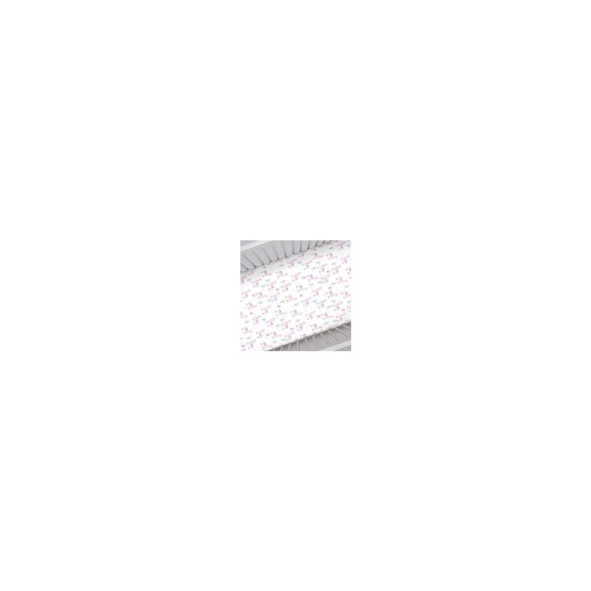 Crib Fitted Sheet - Pink Llama