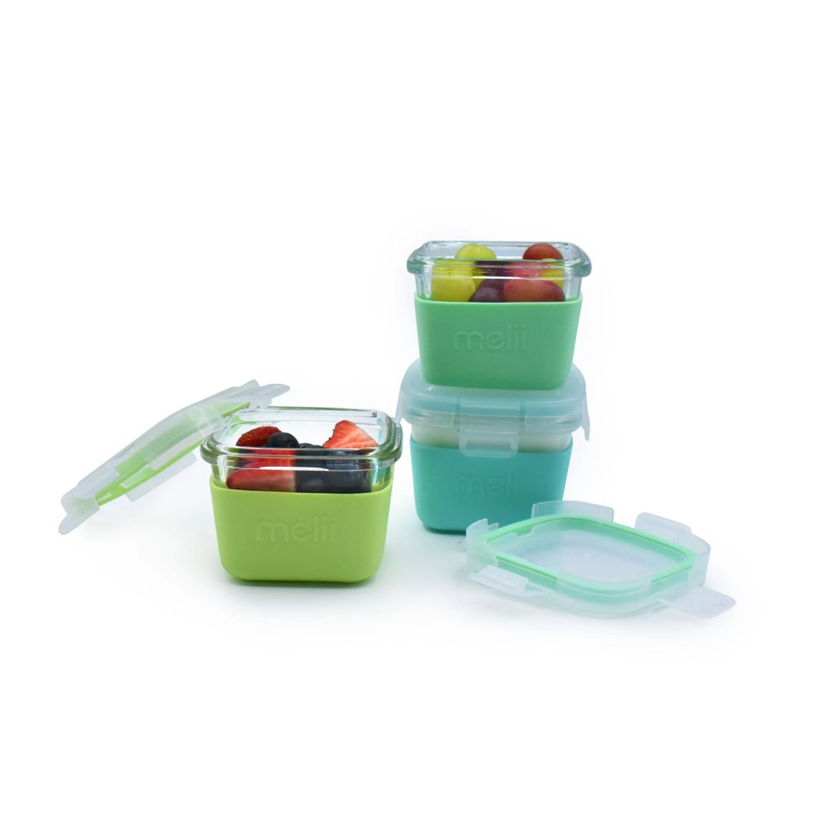 Glass Container with Silicone Sleeve - Blue 25oz