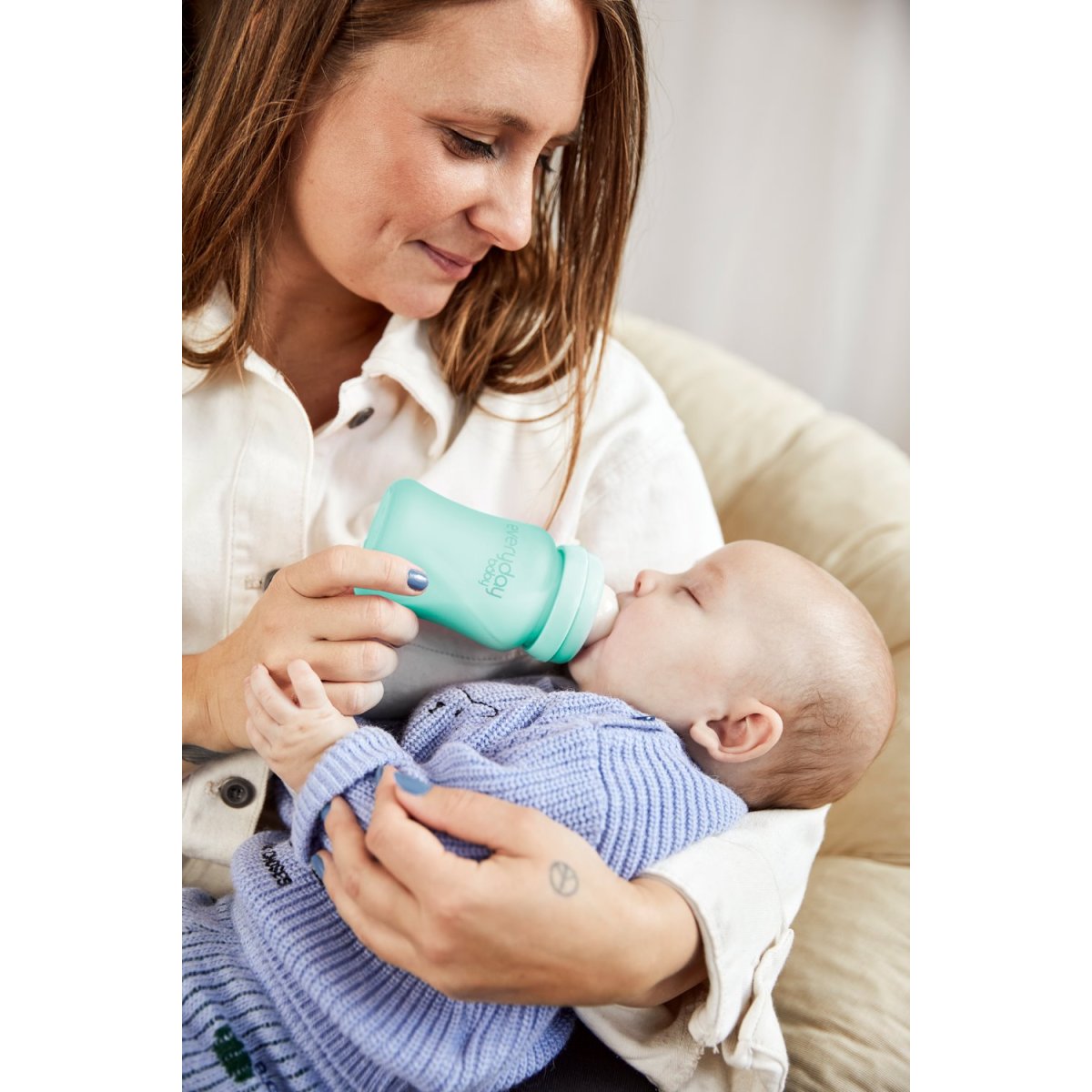 Glass Baby Bottle (150mL) - Mint Green