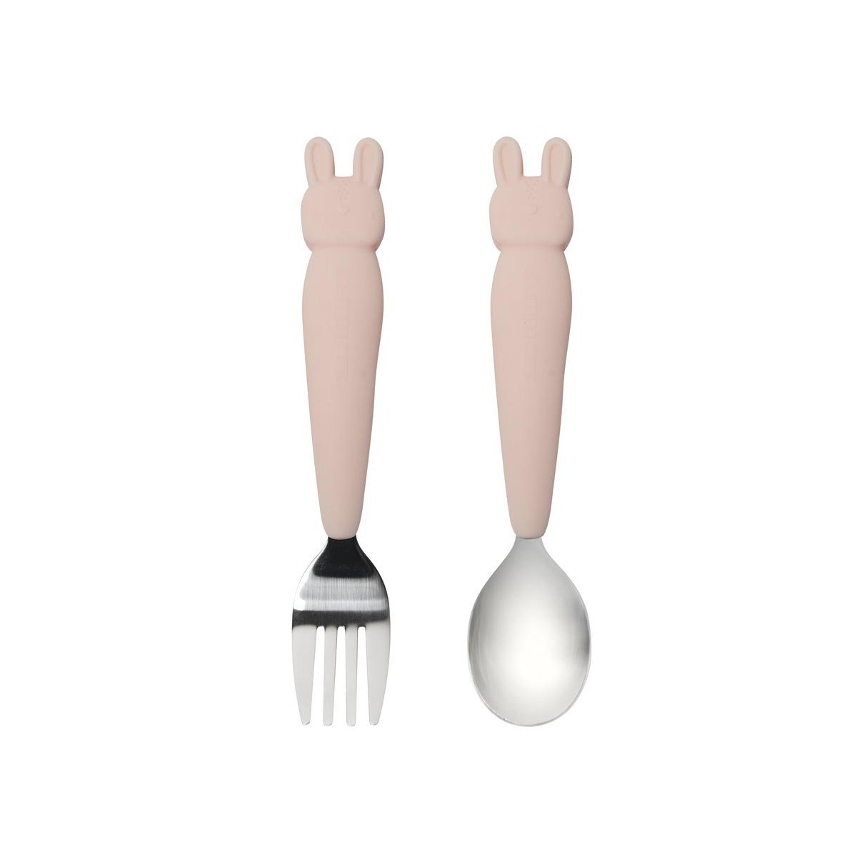 Big Kids Spoon/Fork Set - Bunny/Blush Pink