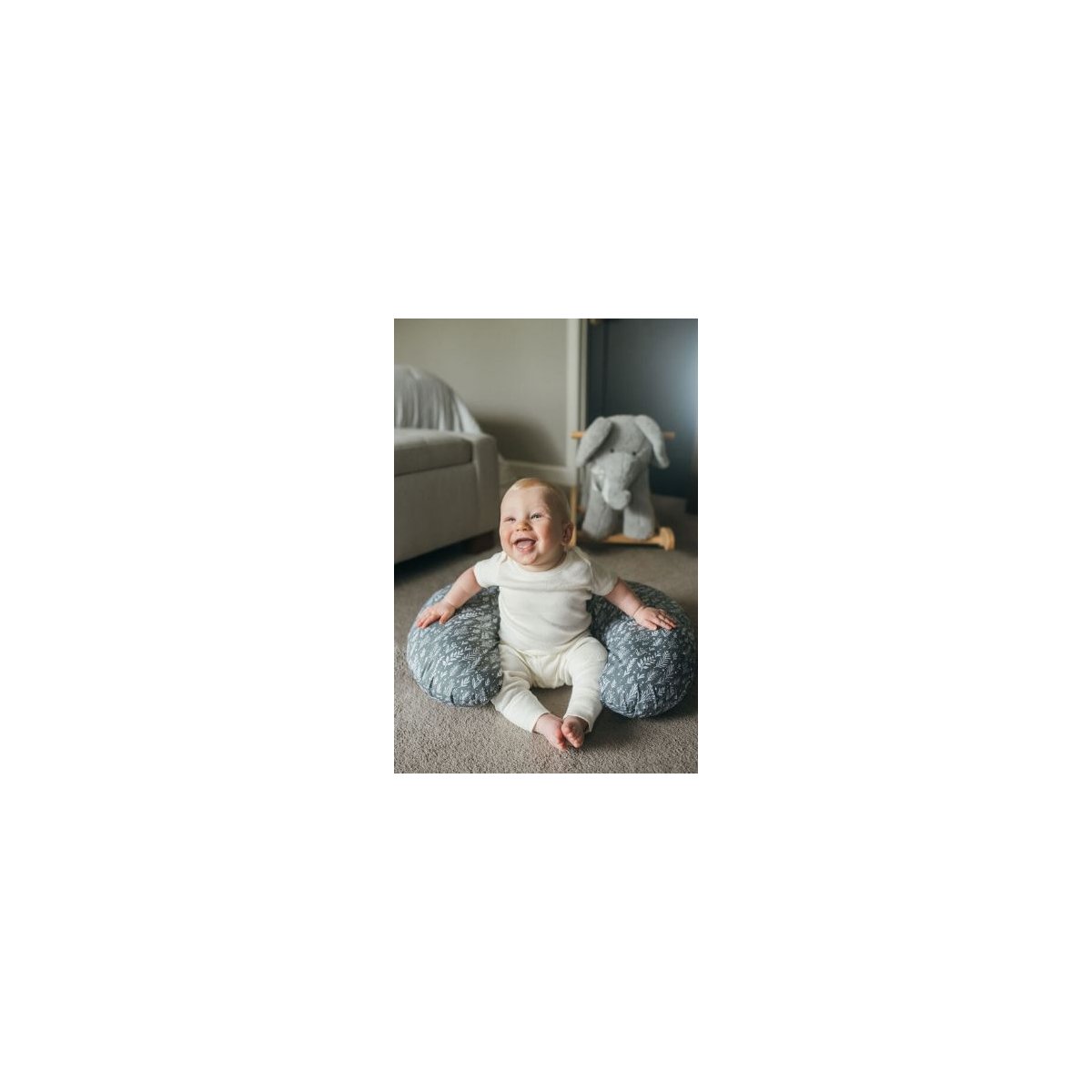 Breastfeeding Pillow with Cover - Grey