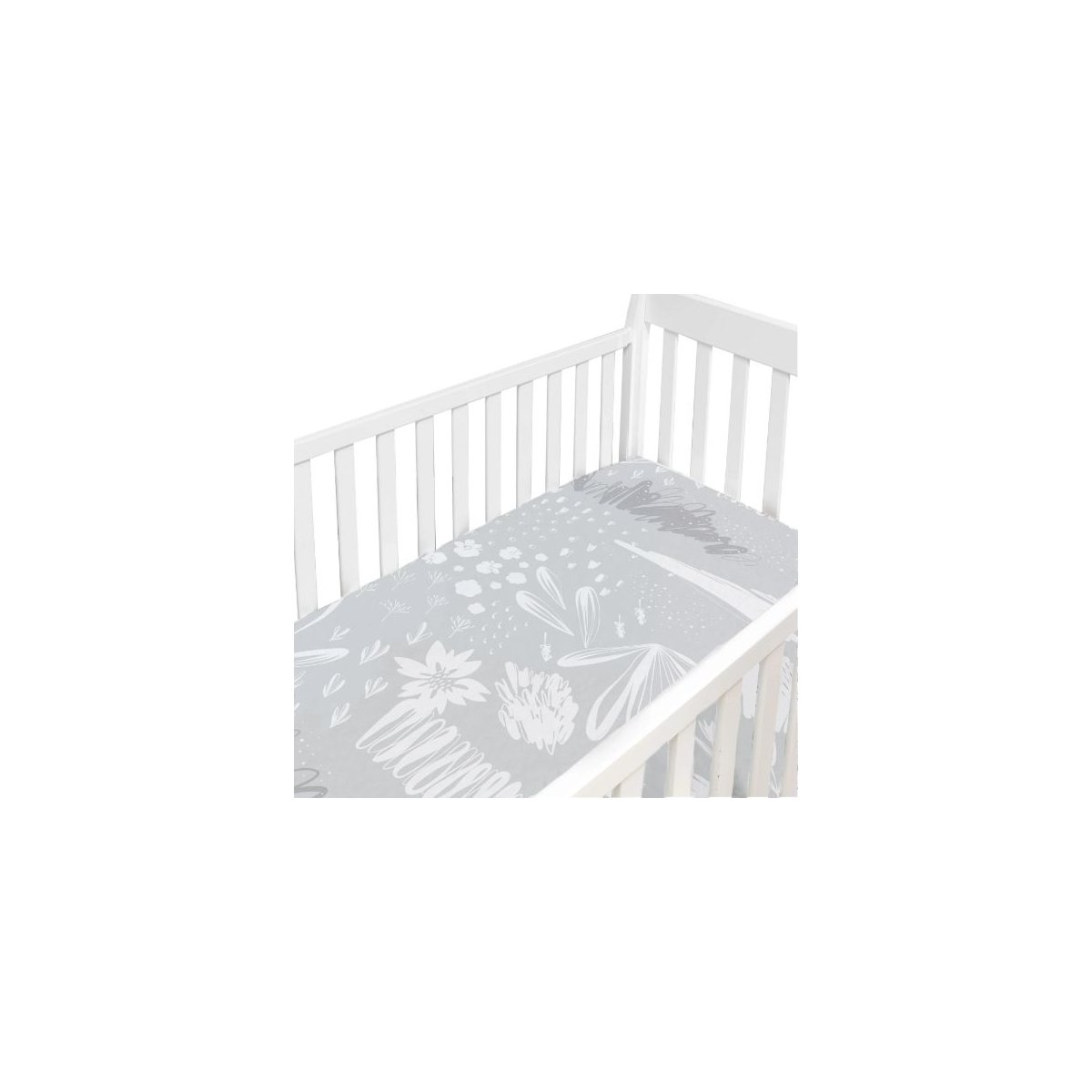 Percale Crib Sheet Printed - Bunny Grey