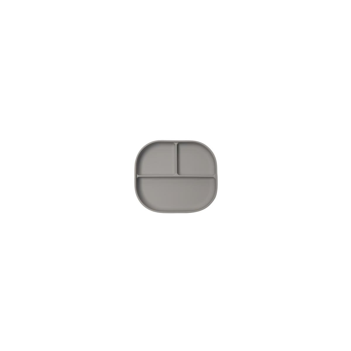 Silicone Divided Plate with Lid - Silver Grey