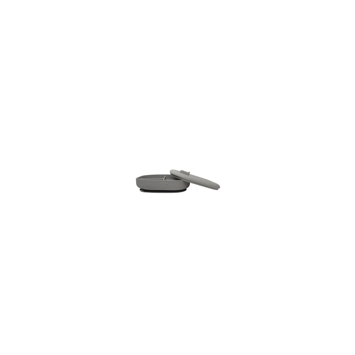 Silicone Divided Plate with Lid - Silver Grey