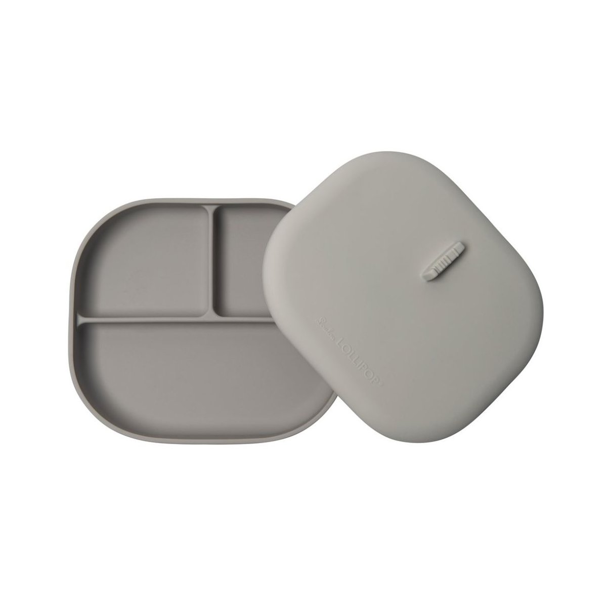 Silicone Divided Plate with Lid - Silver Grey