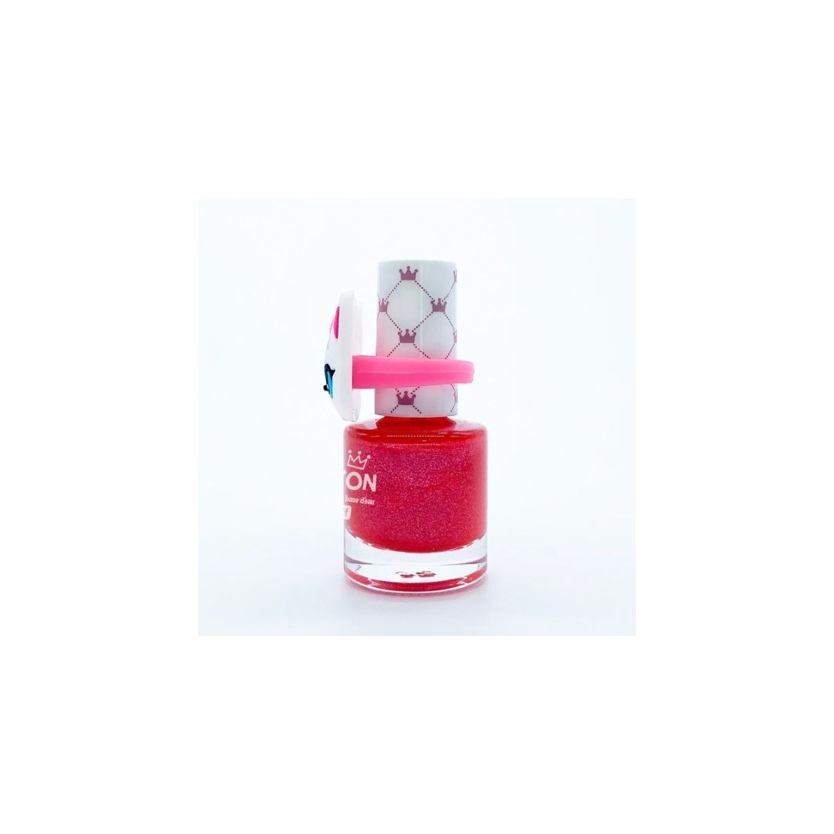 Peel Off Nail Polish Shimmer Pink with Kitty Ring