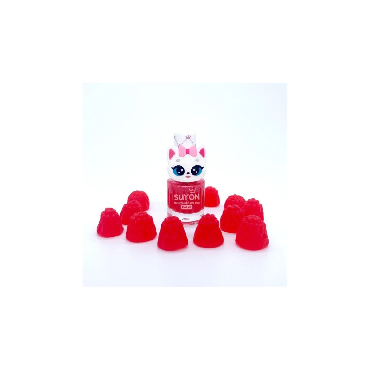 Peel Off Nail Polish Shimmer Pink with Kitty Ring
