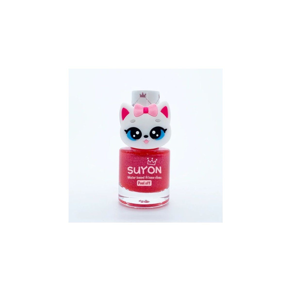 Peel Off Nail Polish Shimmer Pink with Kitty Ring