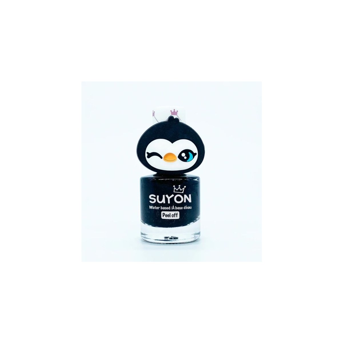 Peel Off Nail Polish Black & Gold with Penguin Ring