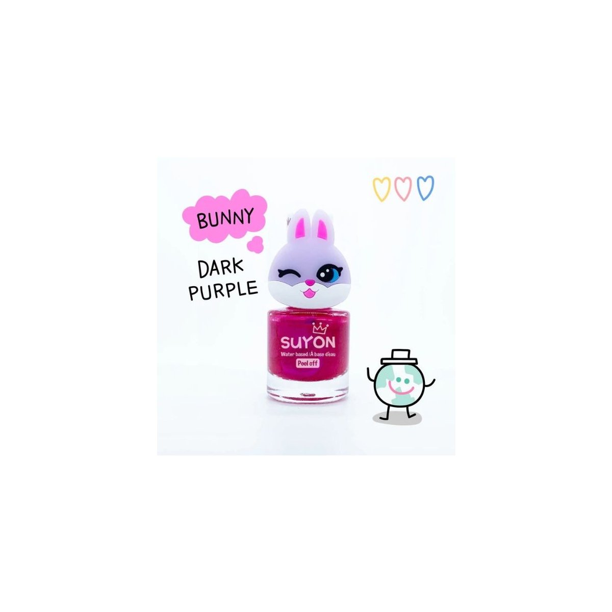 Peel Off Nail Polish Dark Purple with Bunny Ring