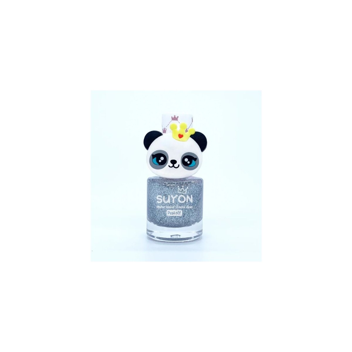Peel Off Nail Polish Glitter Silver with Panda Ring