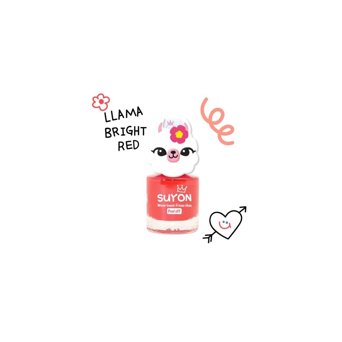Peel Off Nail Polish Bright Red with llama Ring