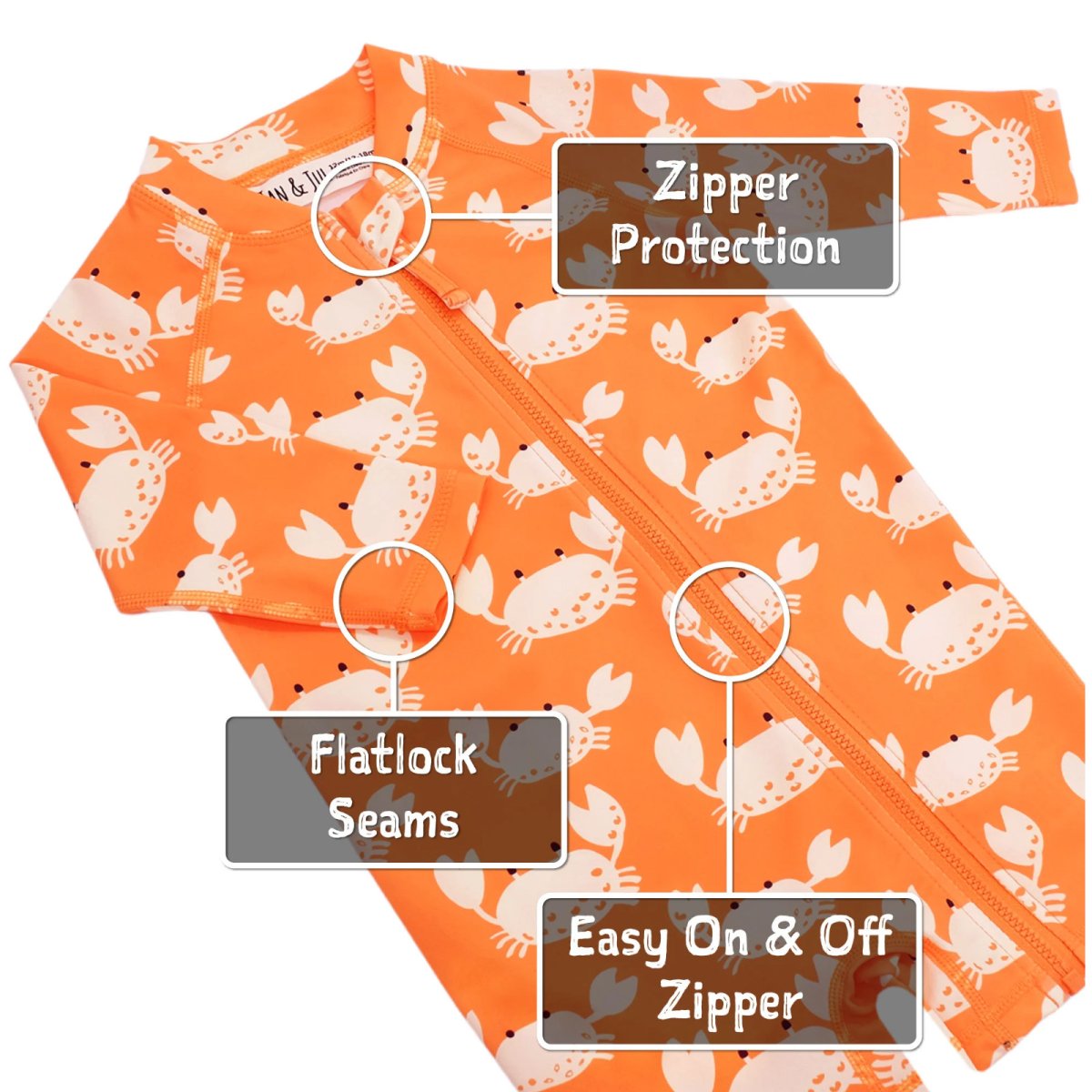 Kids One Piece UV Sun Suit - Crabby Crab