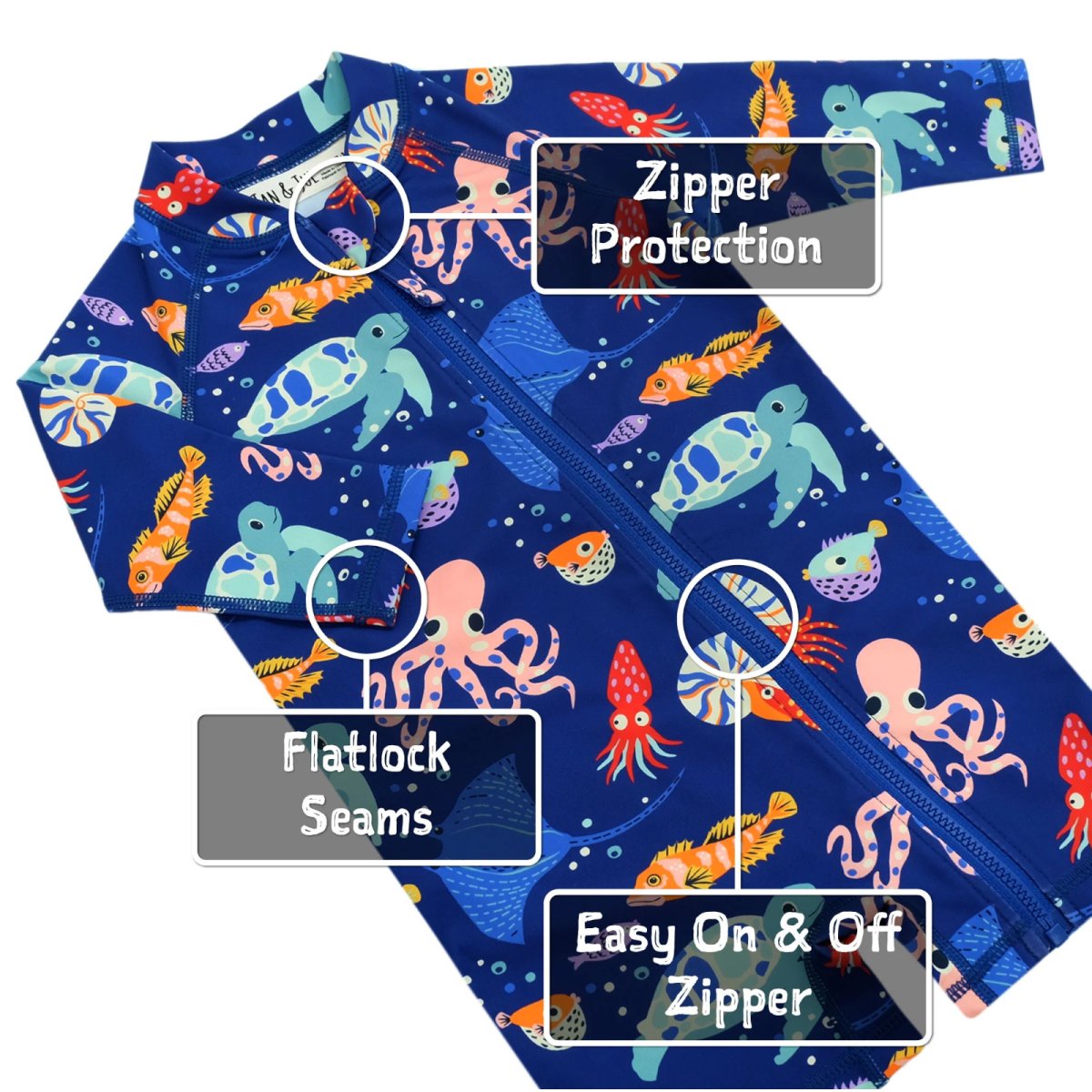 Kids One Piece UV Sun Suit - Sea Friends