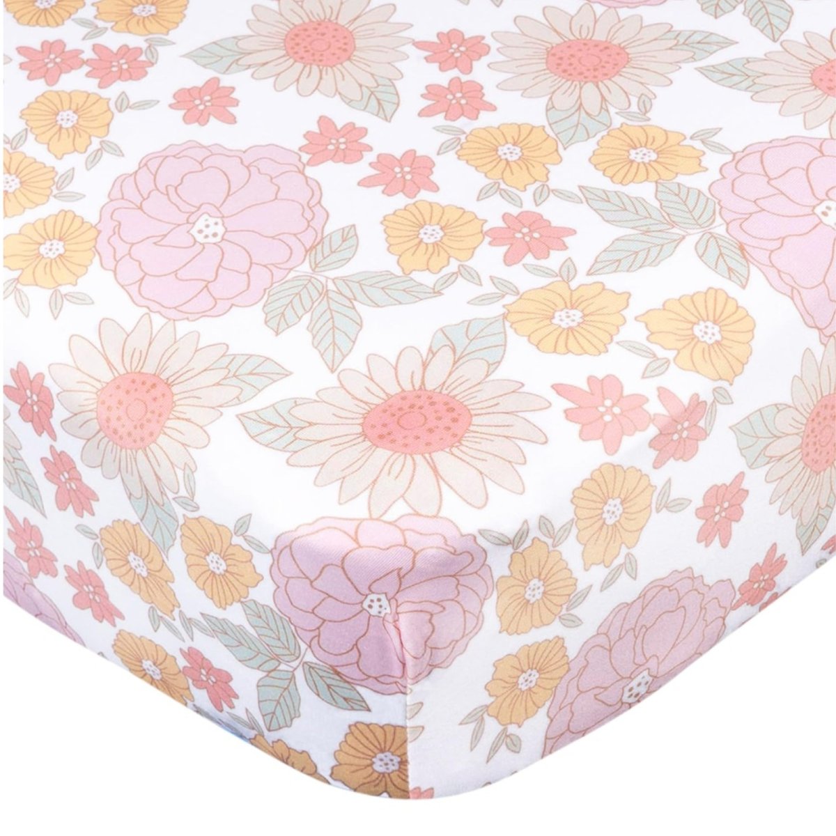 Knit Crib Sheet - Retro Floral - Floral