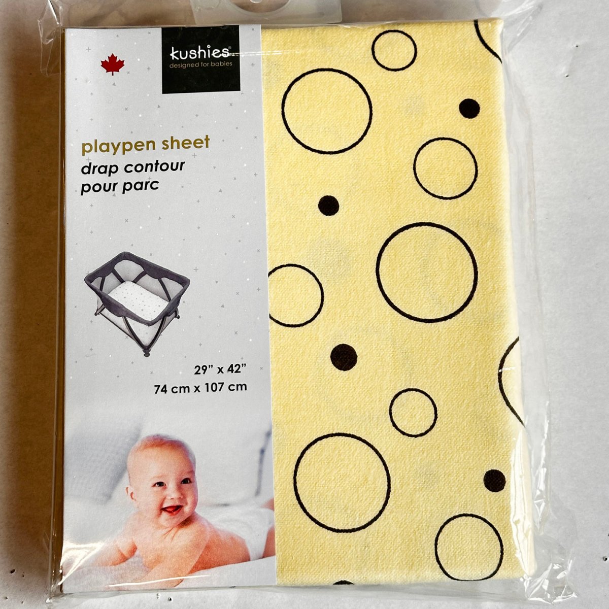 Flannel Playpen Fitted Sheet - Yellow Bubbles