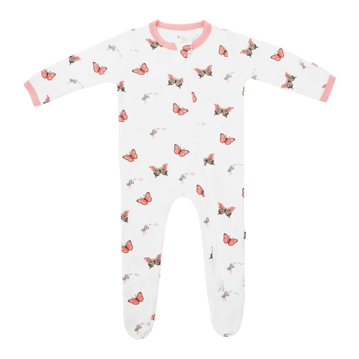 Printed Zippered Footie - Butterfly