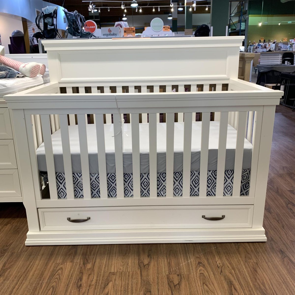 Langford 4 in 1 Crib with Storage Drawer - Warm White Open Box