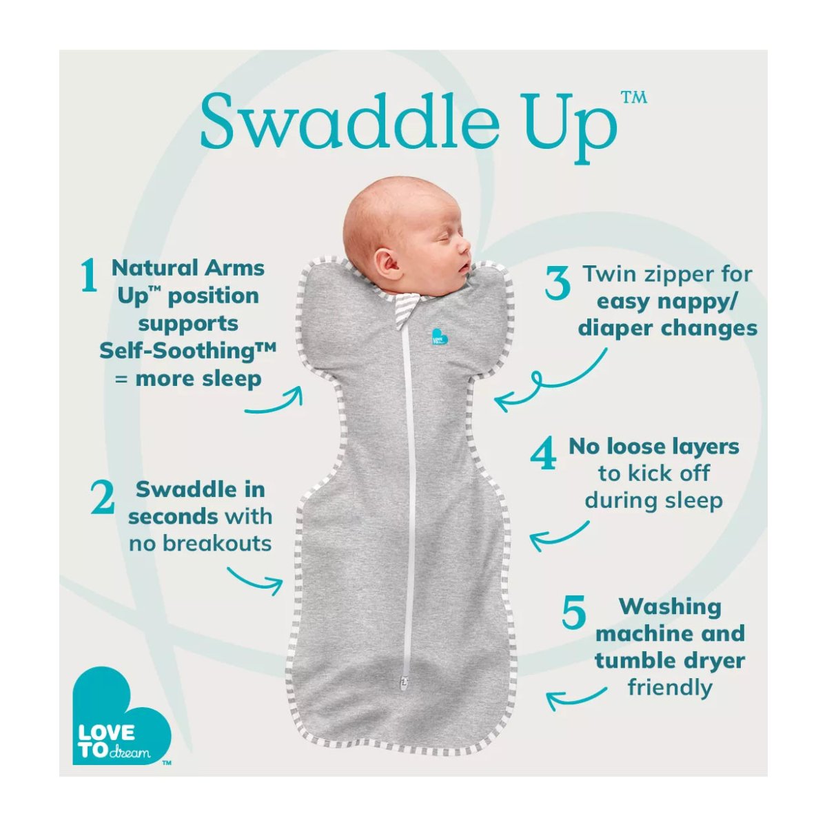 Swaddle UP Lite - You are My Light Grey 0.2 Tog