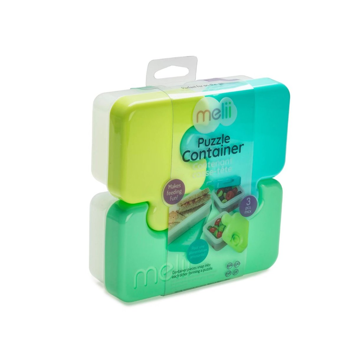 Puzzle Food Storage Container - Blue/Lime/Mint
