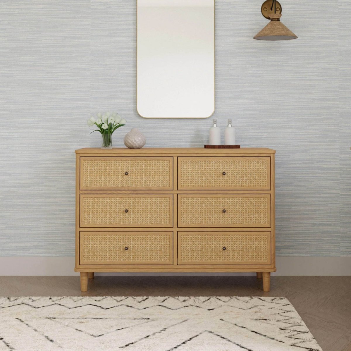 Marin with Cane 6 Drawer - Honey Cane