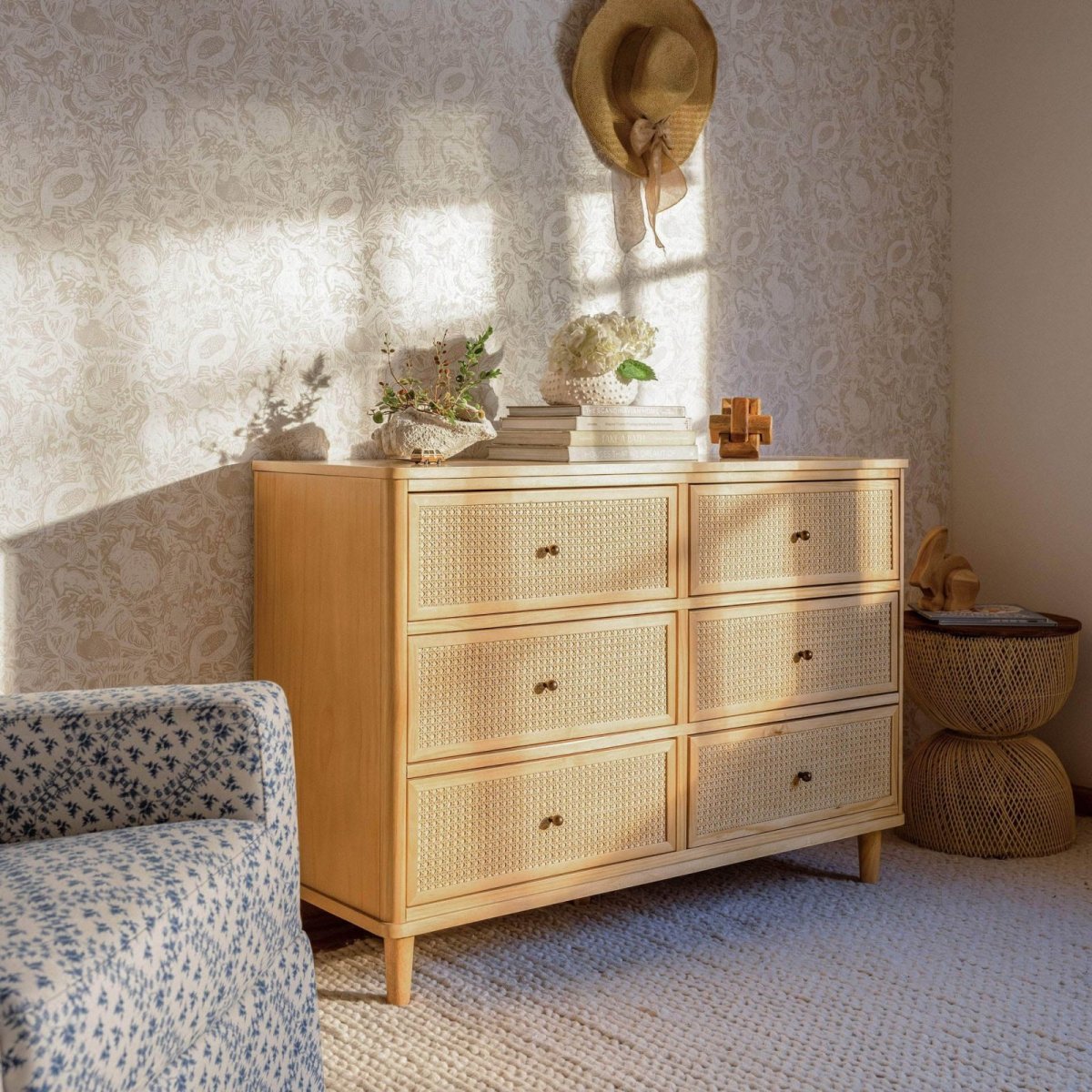 Marin with Cane 6 Drawer - Honey Cane