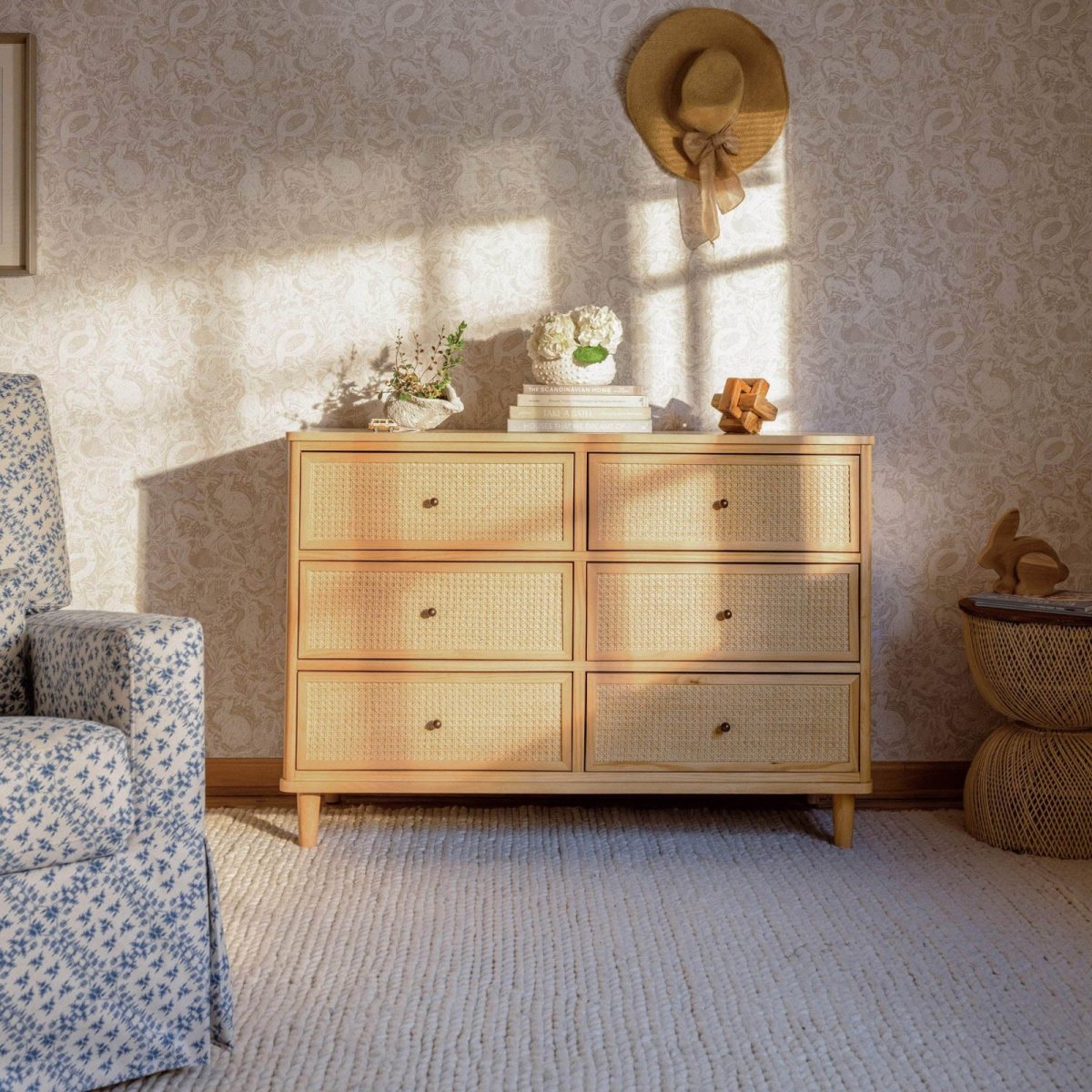 Marin with Cane 6 Drawer - Honey Cane